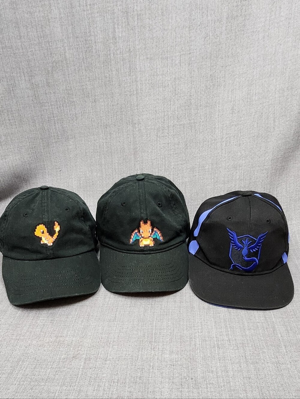 Pokémon Pikachu & Charizard Lot of 3 Adjustable Hats.